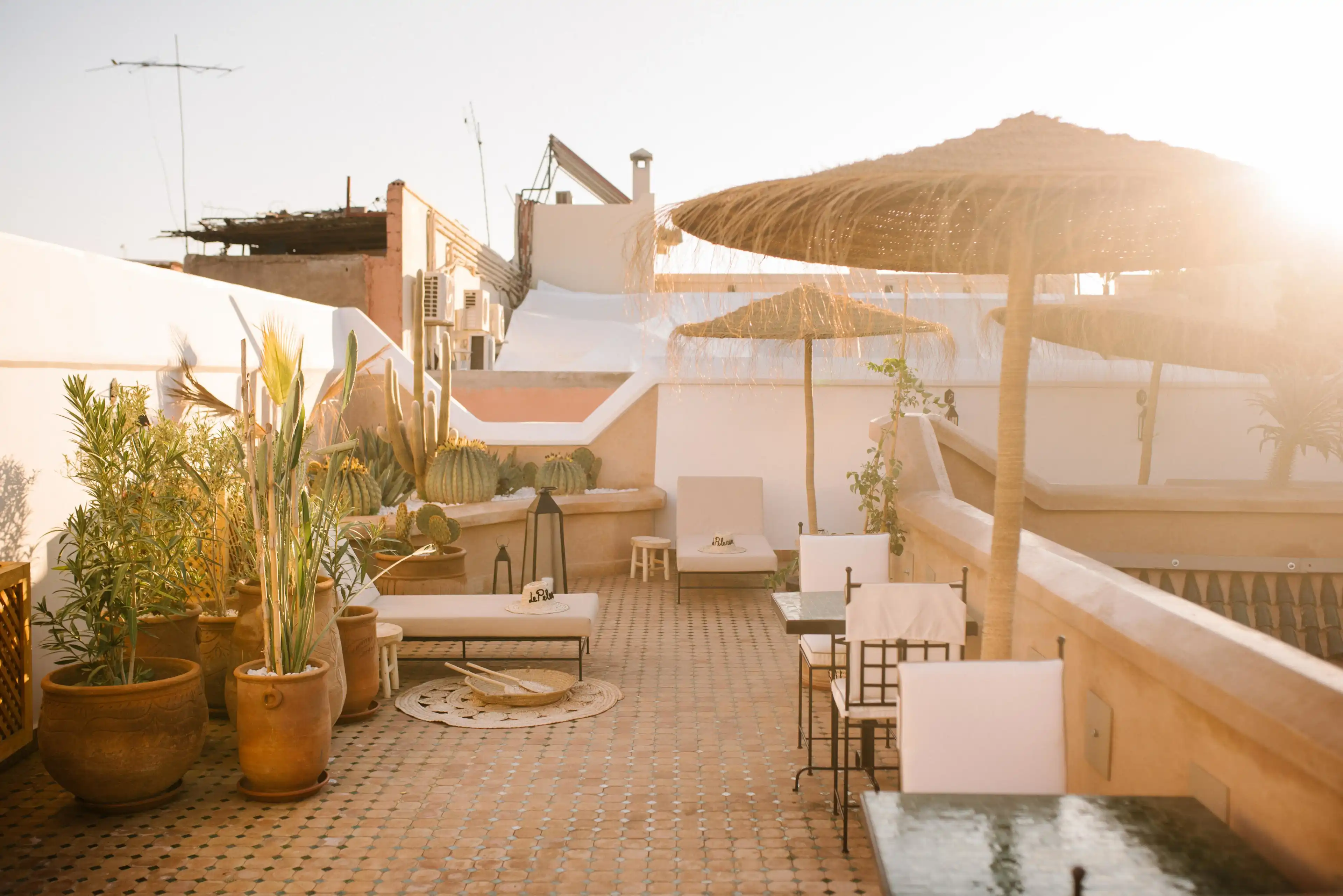 Riad le Pelerin rooftop at sunset