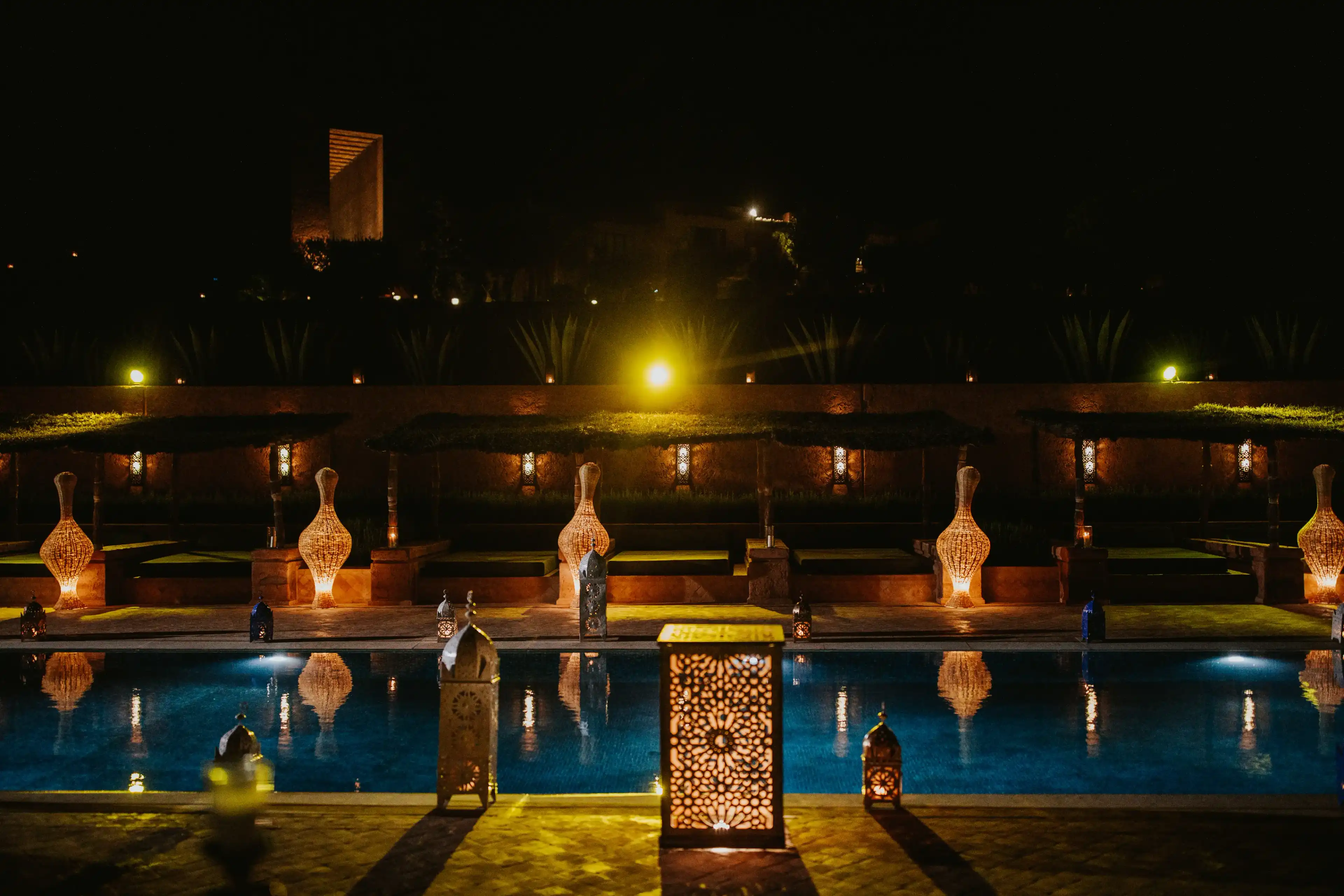 Nightime décor for a Marrakech wedding