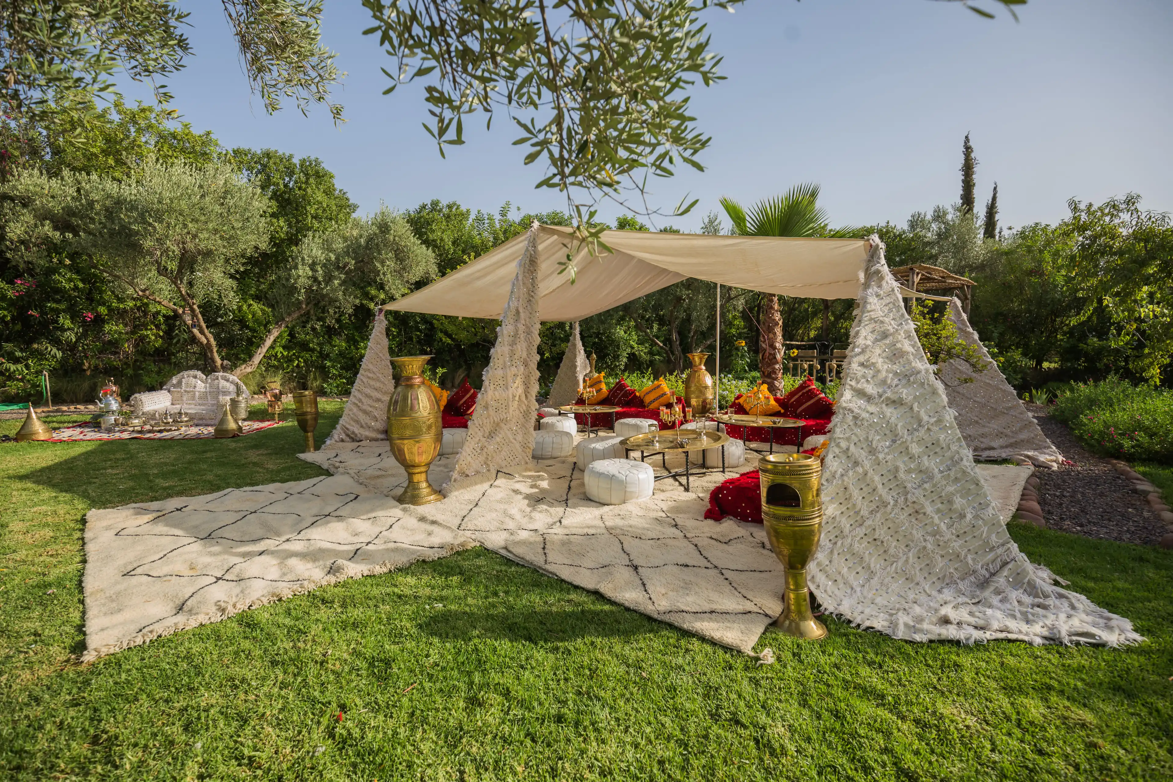 Traditional moroccan tent in a Marrakech garden